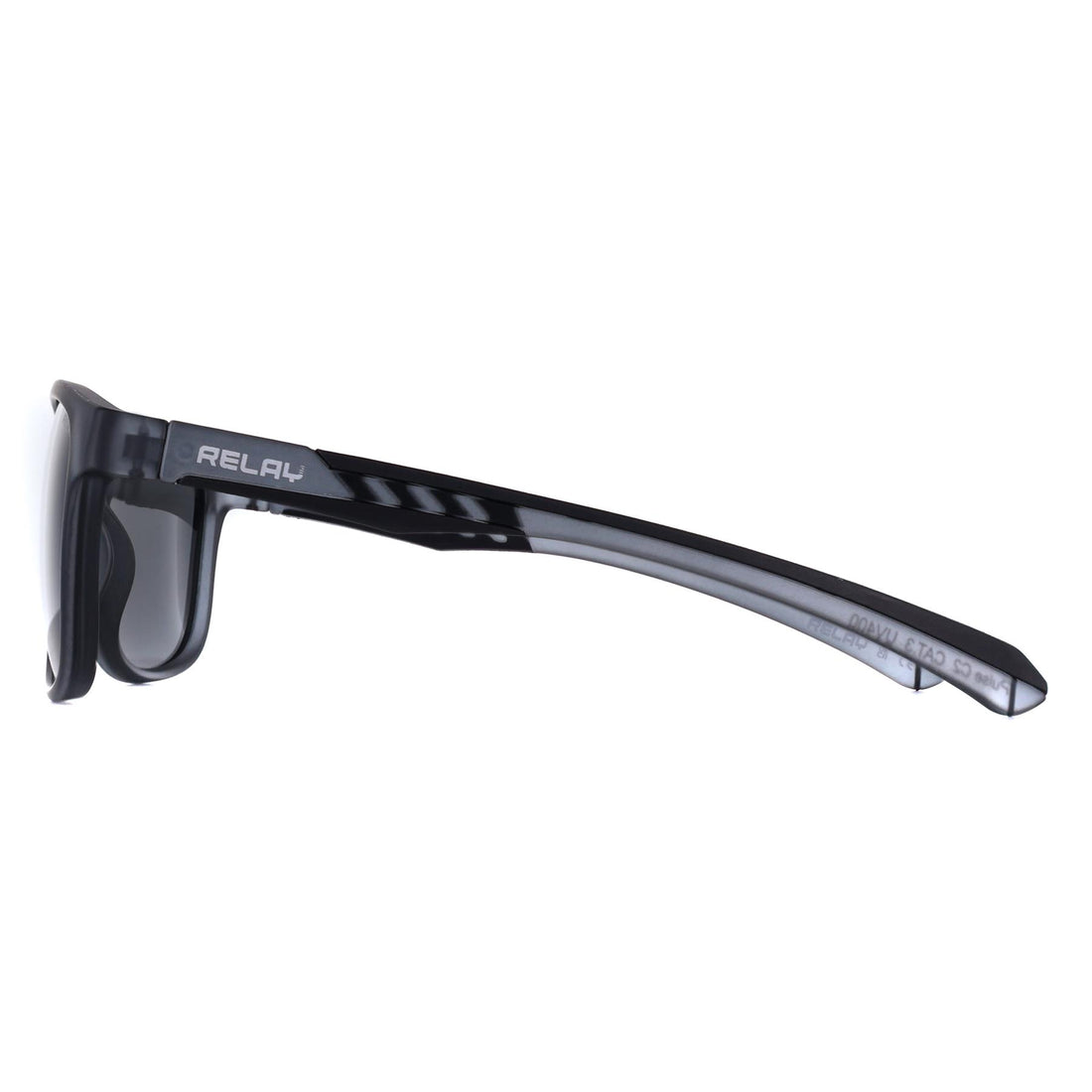 Relay Round Unisex Matte Transparent Grey and Black Silver Mirror Polarized Pulse Sunglasses
