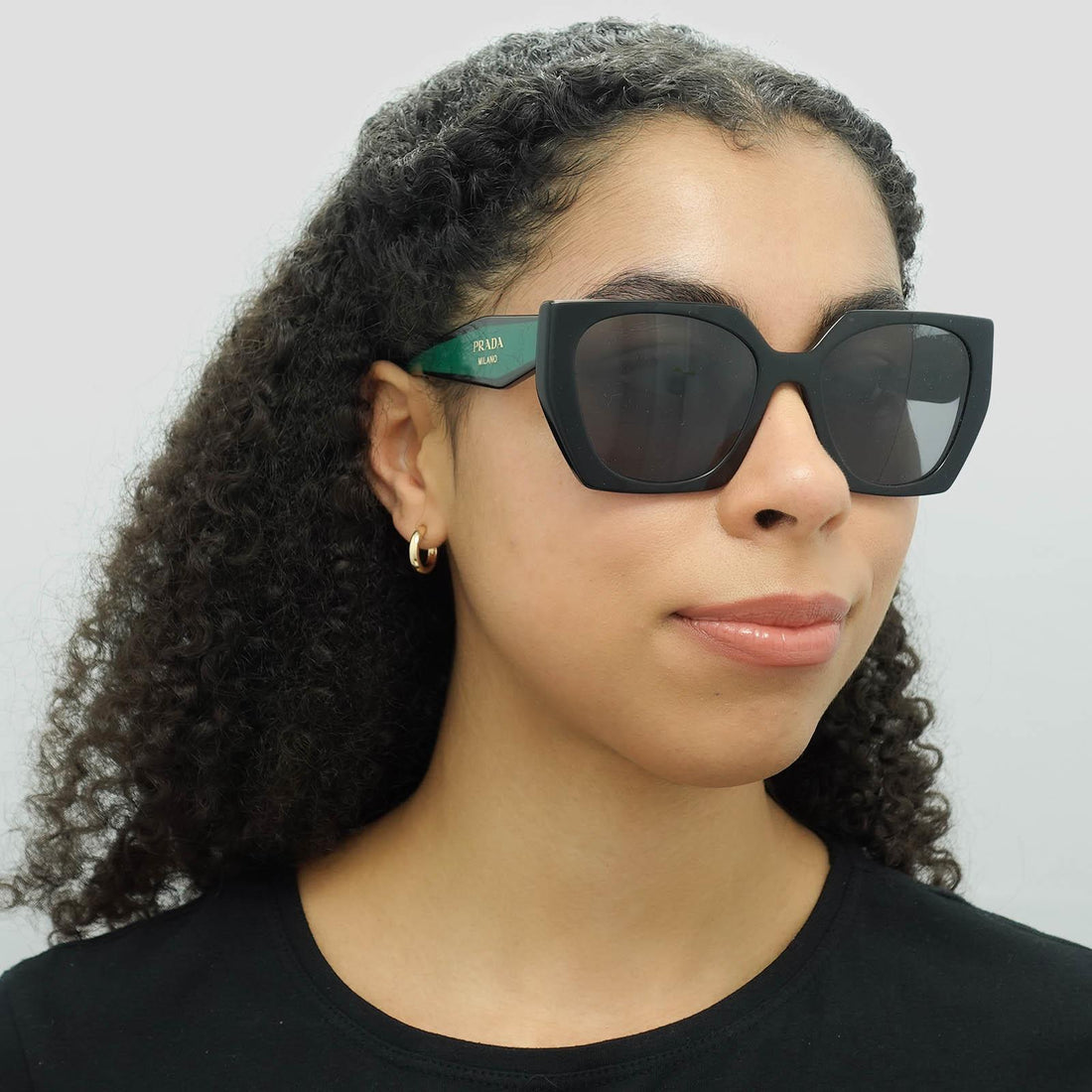 Prada Sunglasses PR15WS 1AB5Z1 Black Dark Grey Polarized