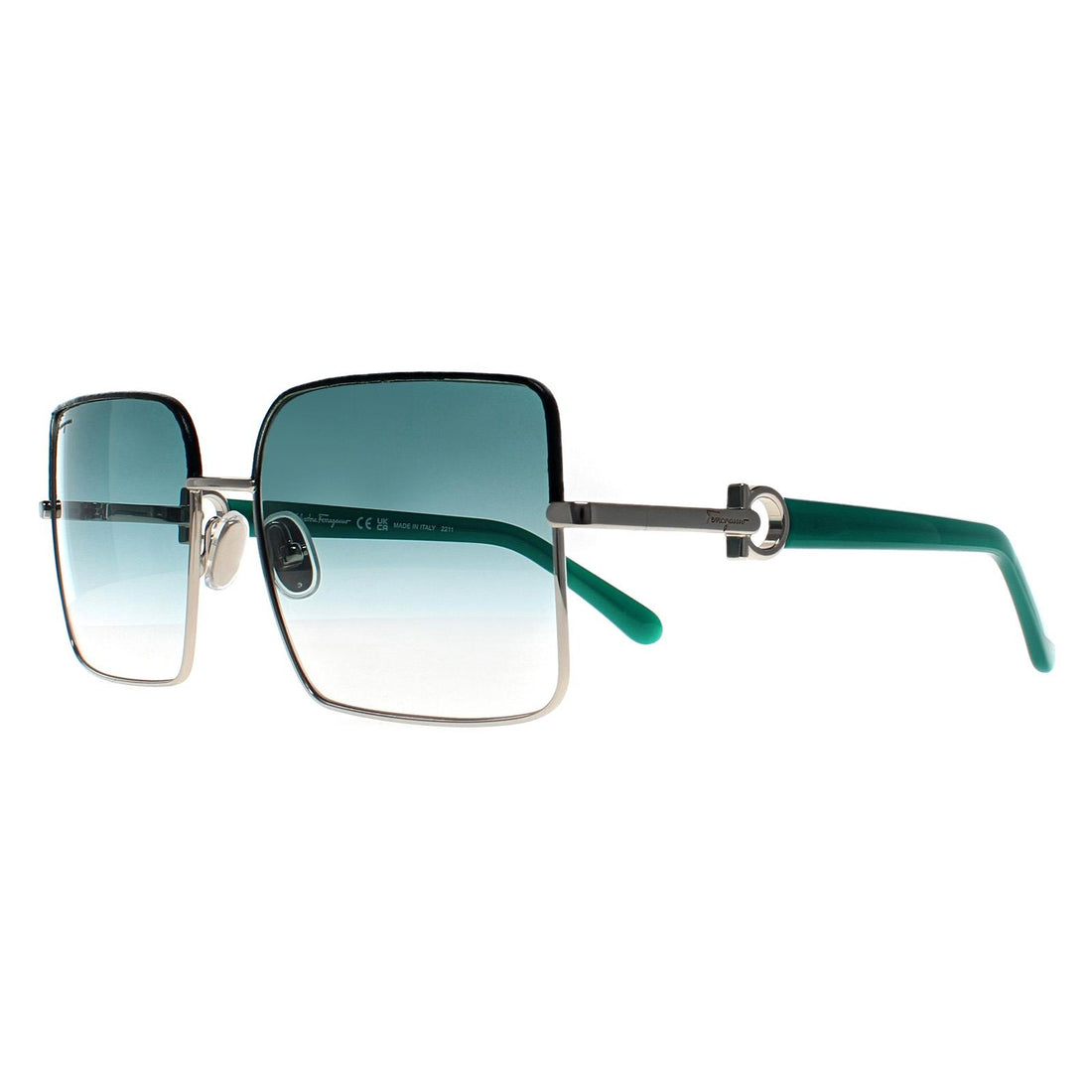 Salvatore Ferragamo Sunglasses SF302SL 047 Silver Petrol Blue Gradient
