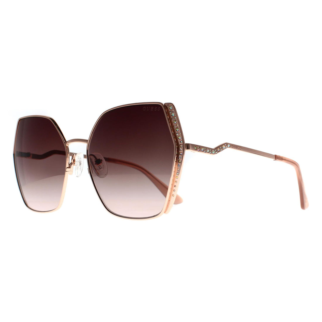 Guess Sunglasses GU7843 28Z Shiny Rose Gold Brown Gradient