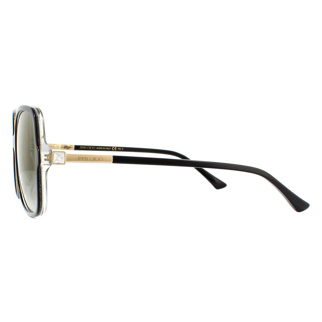 Jimmy Choo Sunglasses JUDY/S 807 FQ Black Transparent Grey Gradient Gold Mirror