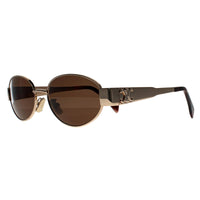 Celine Sunglasses CL40235U Metal Triomphe 28E Shiny Yellow Gold Brown Silver Mirror