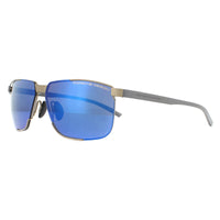 Porsche Design Sunglasses P8680 D Gold and Grey Blue Silver Mirror 64mm