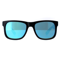 Ray-Ban Justin Classic RB4165 Sunglasses Rubber Black Blue Mirror 55
