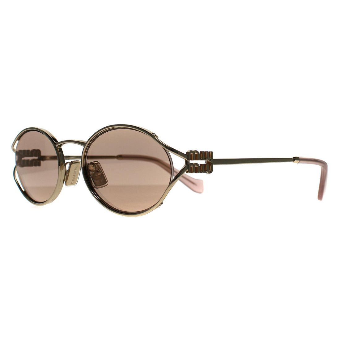Miu Miu Sunglasses MU52YS ZVN20F Pale Gold Rose Pink Mirror