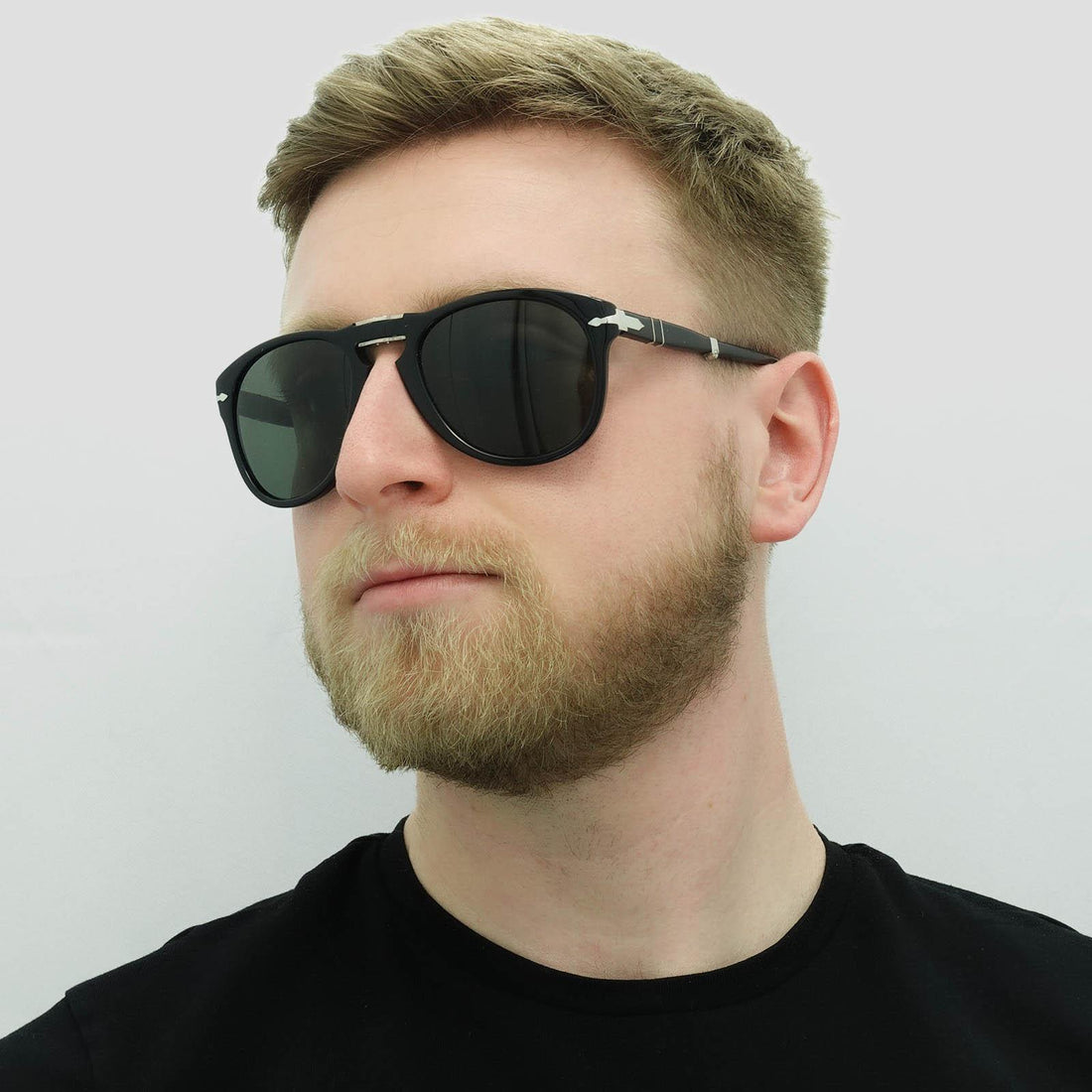 Persol Sunglasses PO0714 95/58 Black Green Polarized Folding 54mm