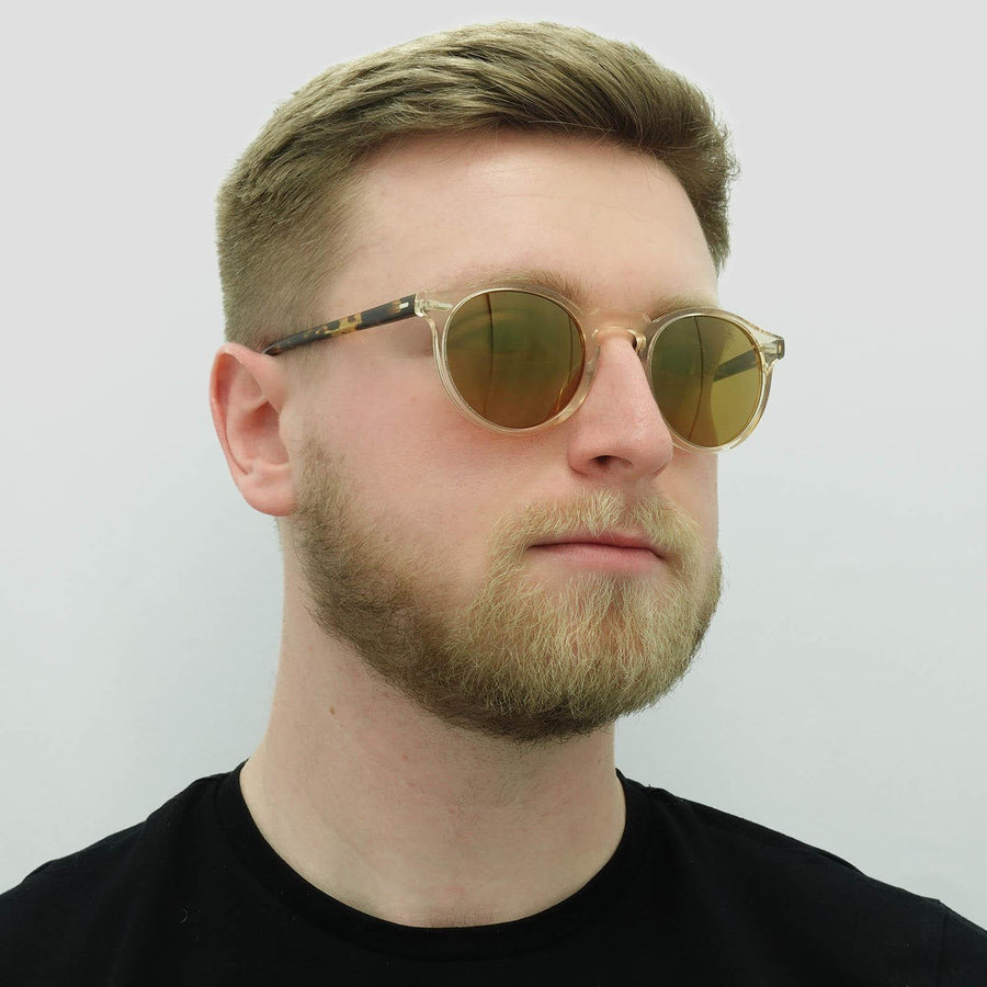 Oliver Peoples Sunglasses Gregory Peck 5217 1485W4 Honey Dark Brown Gold Mirror
