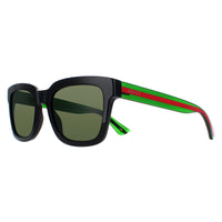 Gucci Sunglasses GG0001SN 002 Black and Green With Red Stripe Green