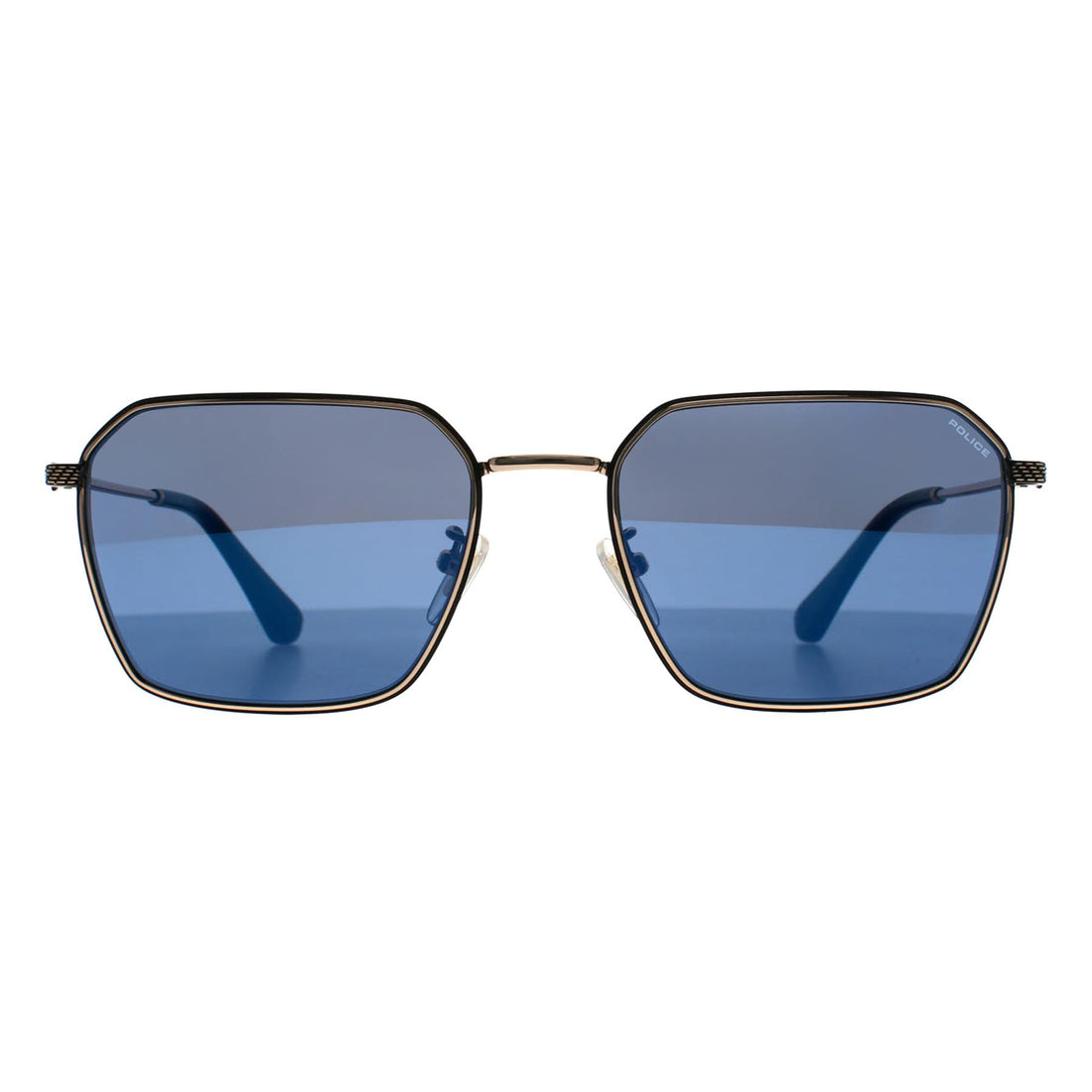 Police Sunglasses SPLL84 Octane 9 300B Shiny Rose Gold Smoke Blue Mirror