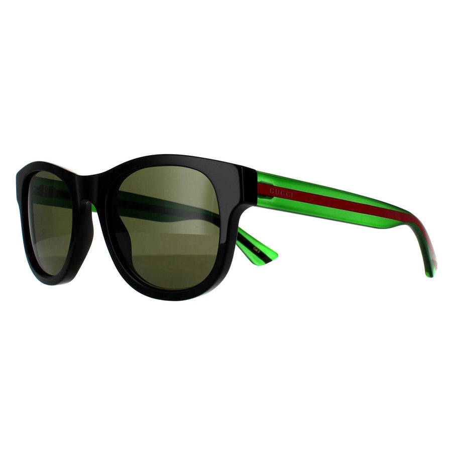 Gucci Sunglasses GG0003SN 002 Black With Green and Red Green