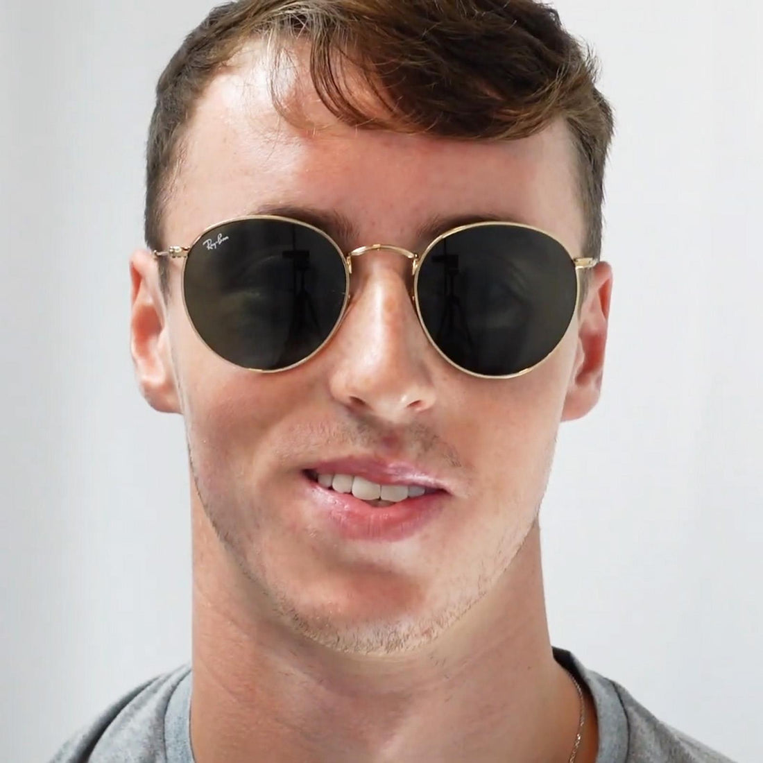 Ray-Ban Sunglasses Round Metal 3447 112/4L Gold Blue Polarized Flash Mirror