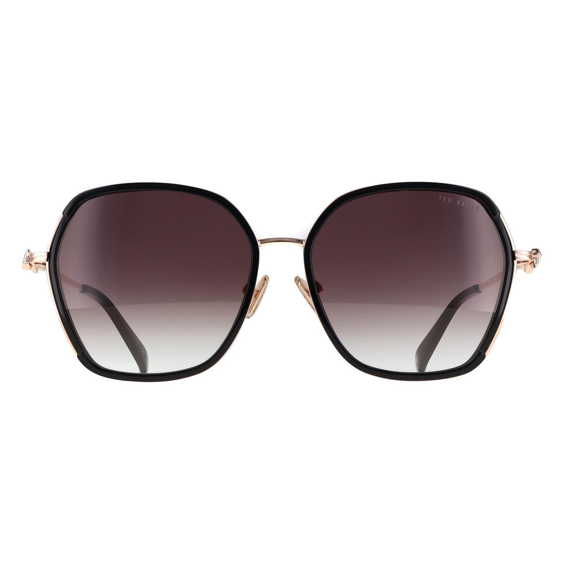 Ted Baker Sunglasses TB1776 Kira 001 Gloss Solid Black Brown Gradient