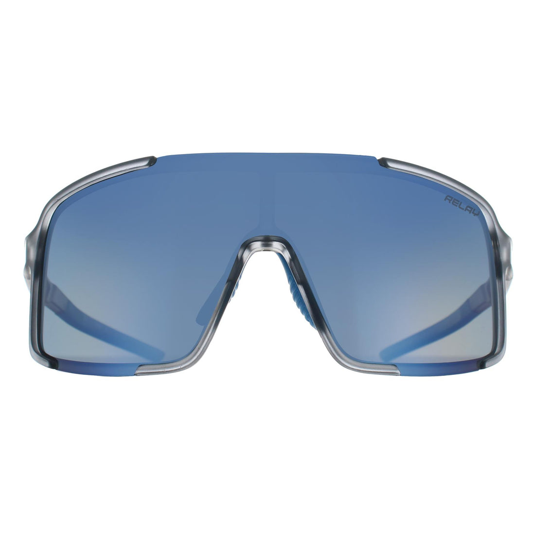 Relay Shield Unisex Matte Transparent Grey and Blue Blue Revo Polarized Endgame Sunglasses