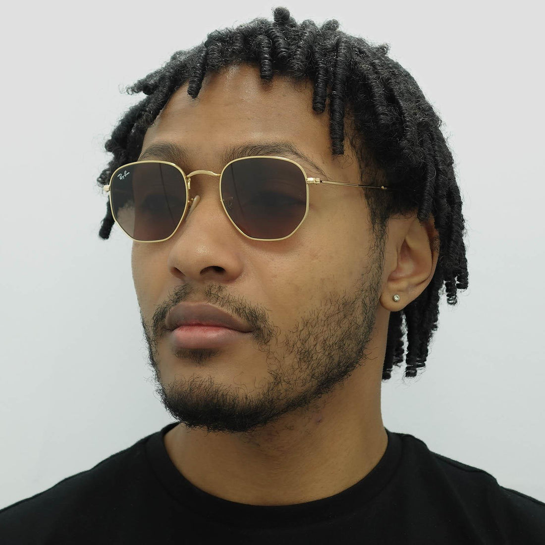 Ray-Ban Sunglasses Hexagonal RB3548N 912443 Polished Gold Brown Gradient