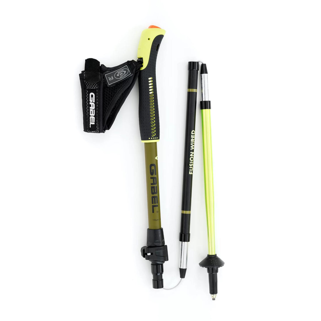 Gabel Trekking Poles Fusion Wired Black Black and Lime Folding Telescopic
