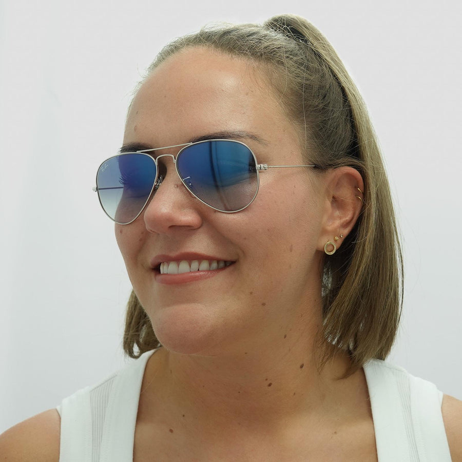 Ray-Ban Sunglasses Aviator 3025 Silver Gradient Light Blue 003/3F 55mm