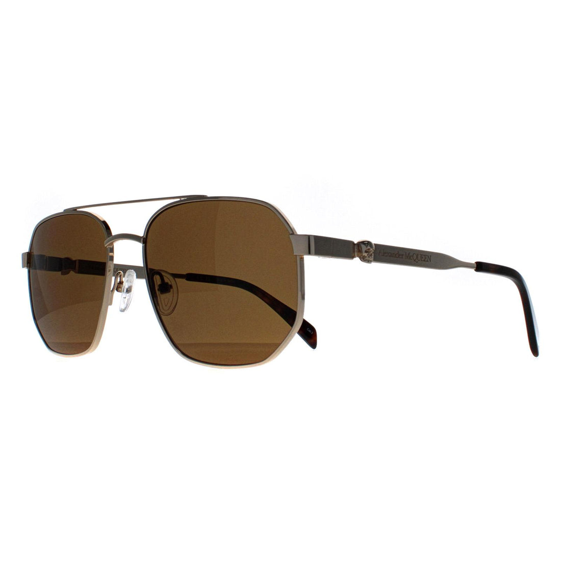 Alexander McQueen Sunglasses AM0458S 002 Gold Brown