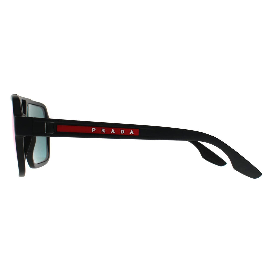 Prada Sport Sunglasses PS 01XS DG008F Black Rubber Dark Grey Mirror Blue Red