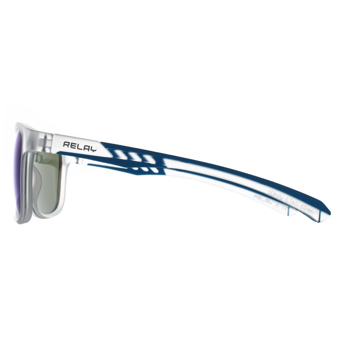 Relay Round Unisex Matte Transparent and Blue Revo Polarized Pulse Sunglasses