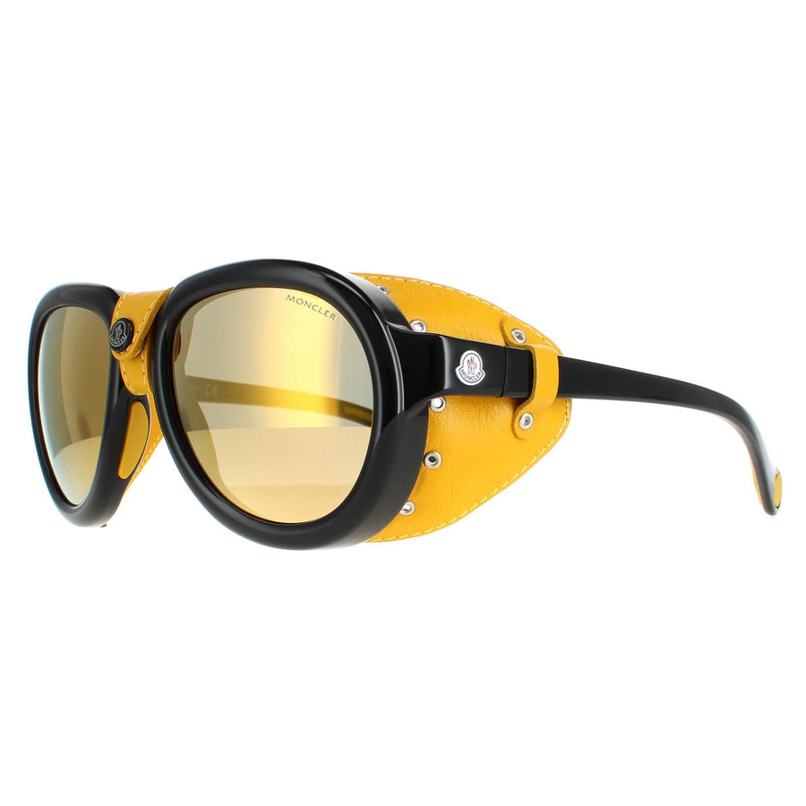 Moncler Sunglasses ML0090 01C Shiny Black Grey Mirror