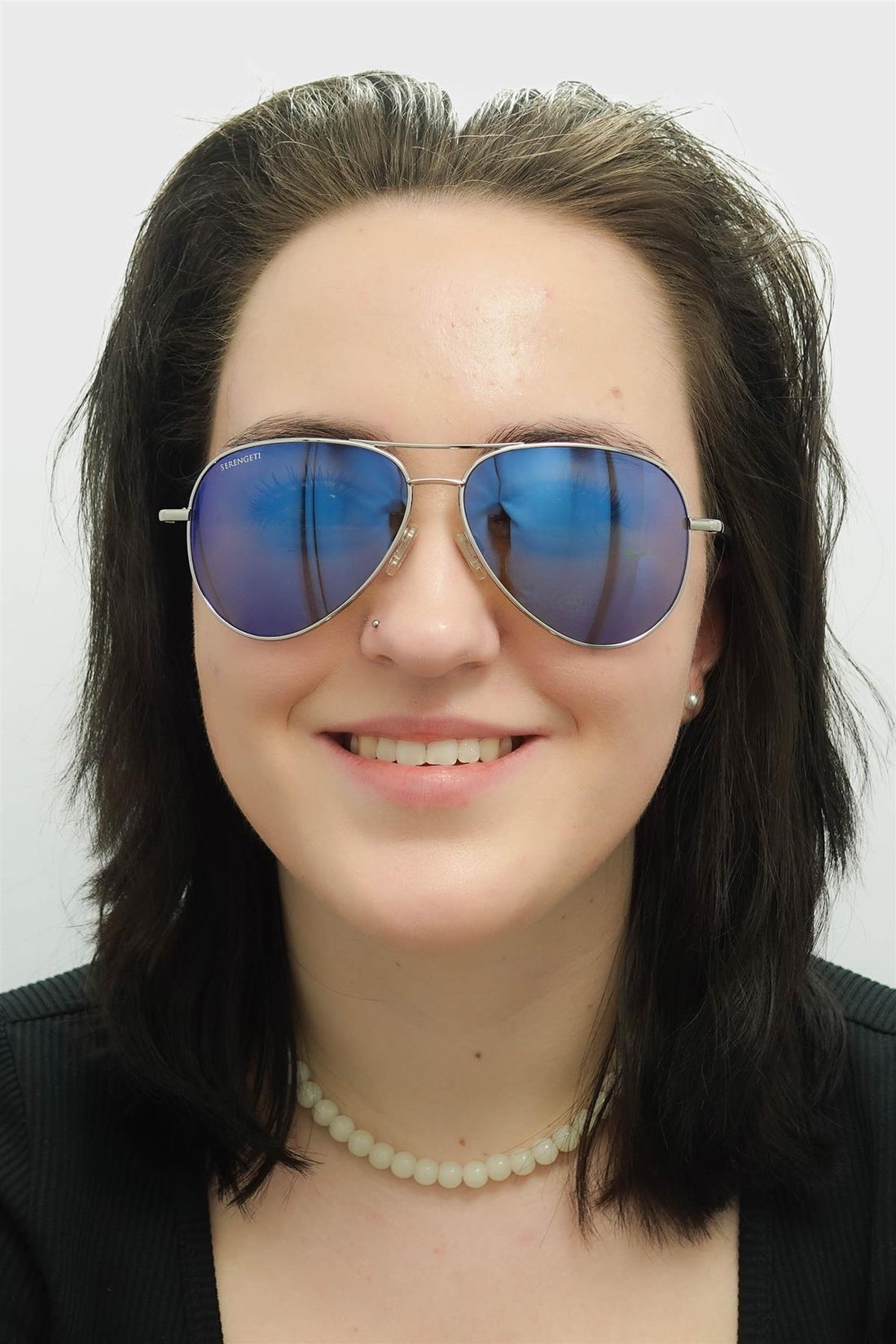 Serengeti Sunglasses Carrara 8547 Shiny Silver Mineral Polarized 555nm Blue