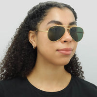 Ray-Ban Sunglasses RB3625 New Aviator 919631 Polished Gold Green