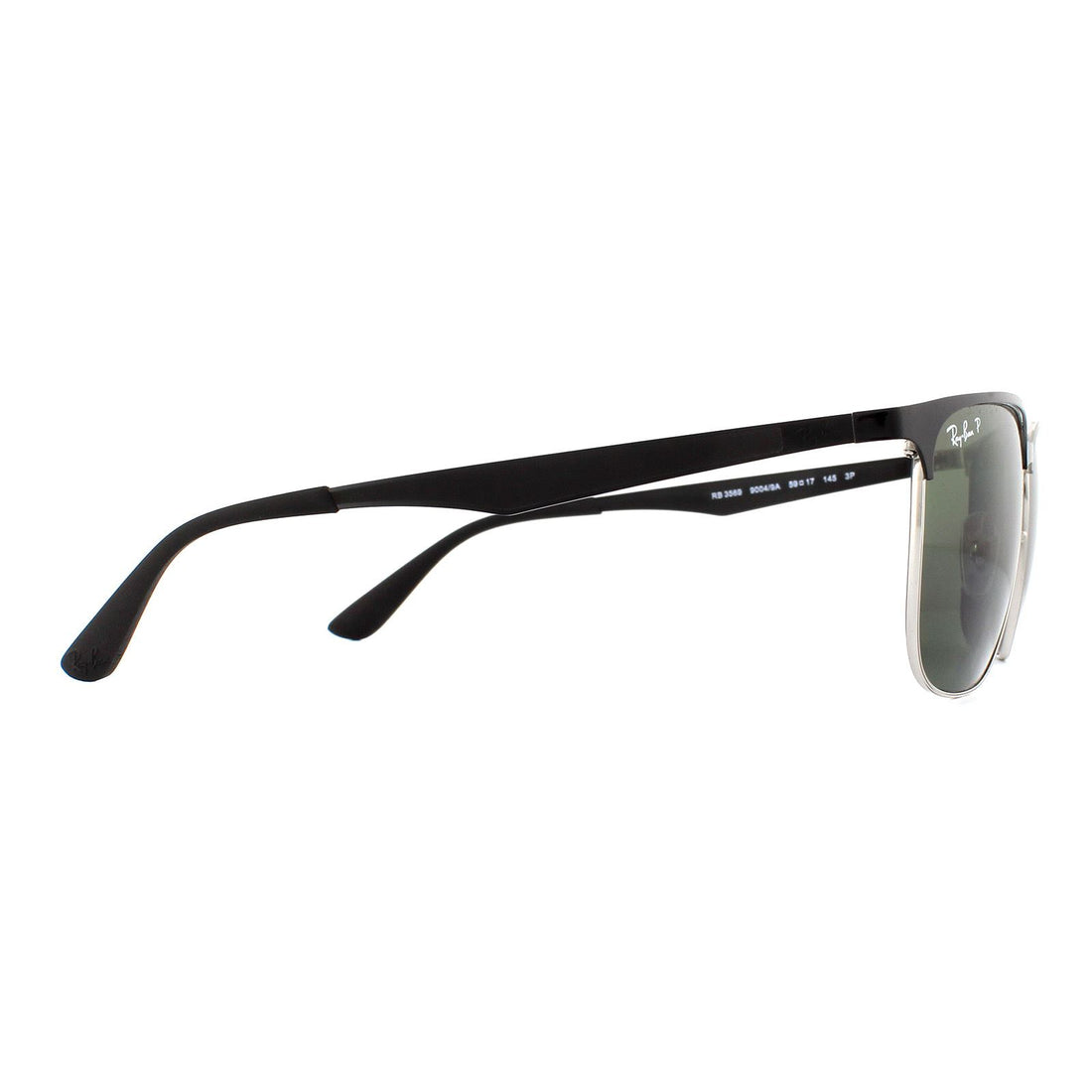 Ray-Ban Sunglasses 3569 90049A Black Silver Green Polarized