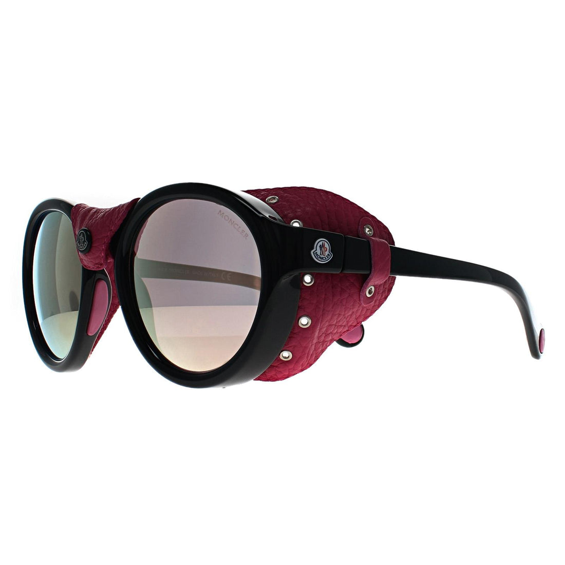 Moncler Sunglasses ML0046 01C Shiny Black Pink Smoke Mirror