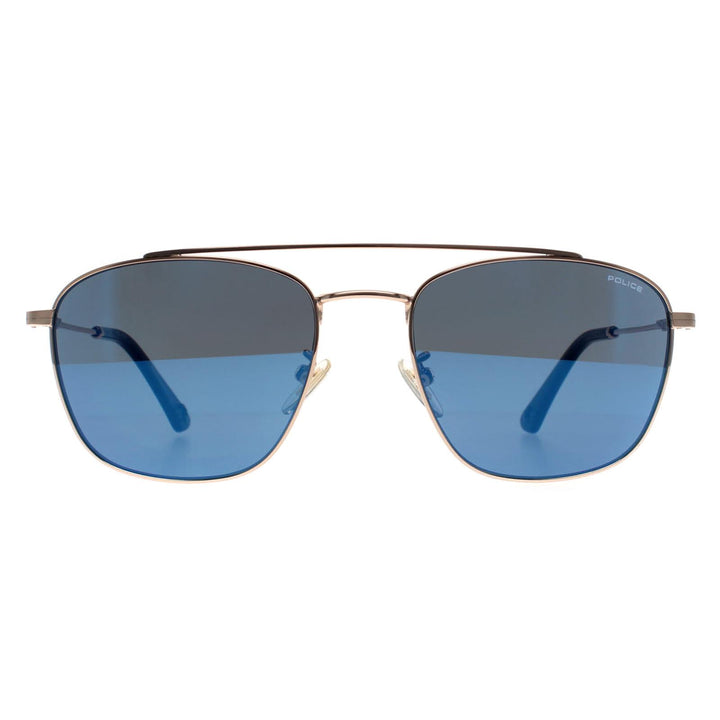 Police Sunglasses SPL996 Origins Lite 2 300B Shiny Rose Gold Smoke Mirror Blue