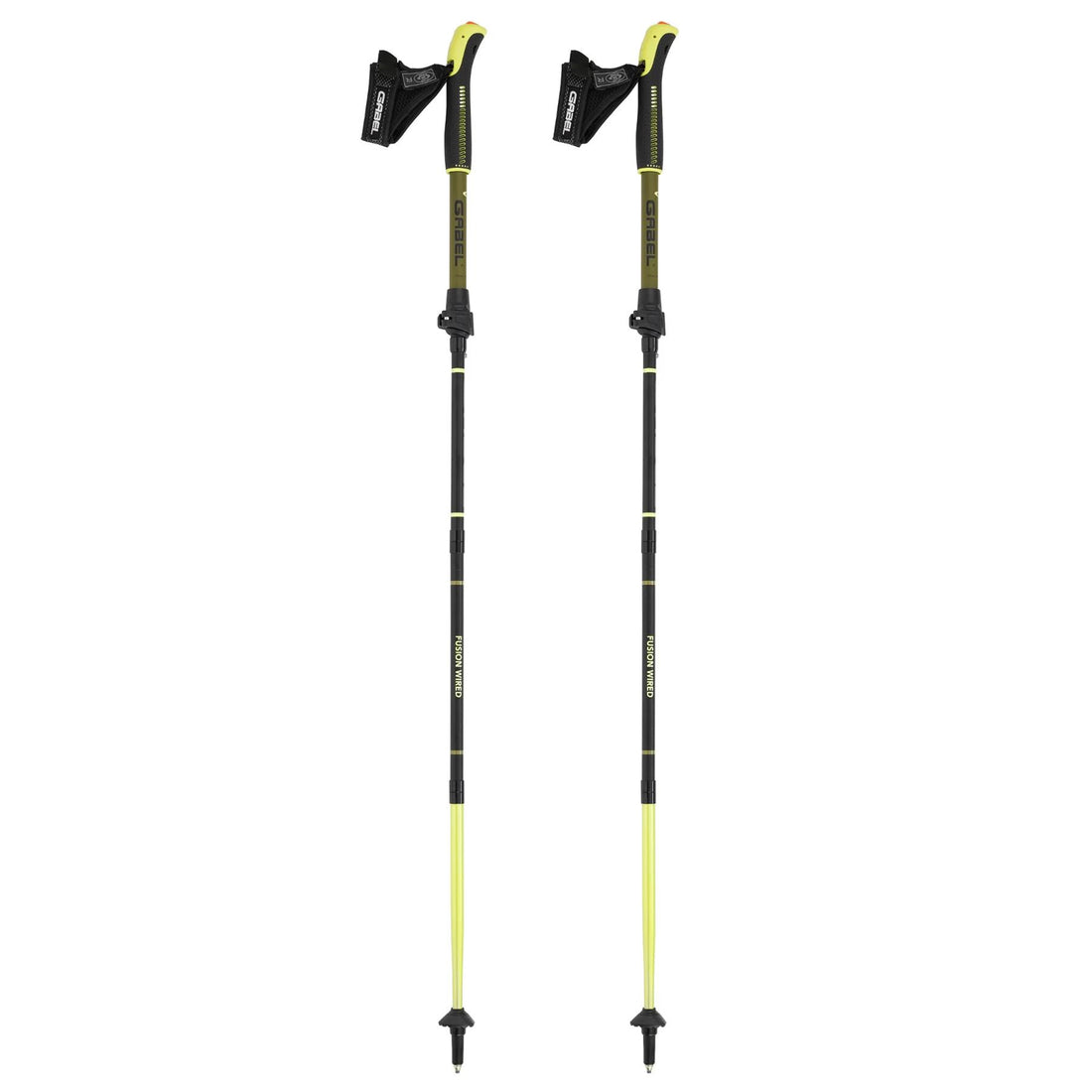 Gabel Trekking Poles Fusion Wired Black Black and Lime Folding Telescopic