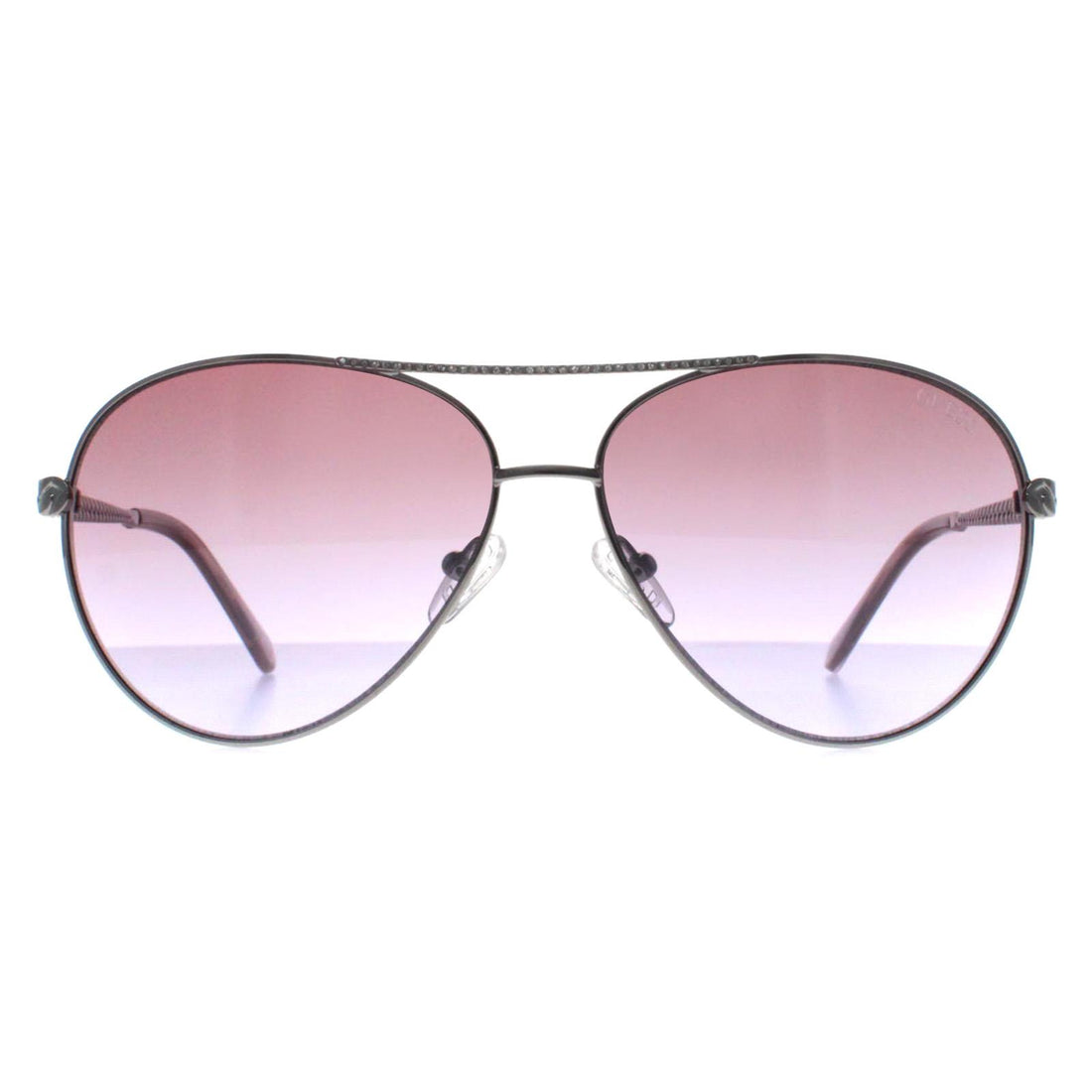 Guess Sunglasses GU7470-S 10Z Shiny Silver With Crystal Stones Violet Gradient
