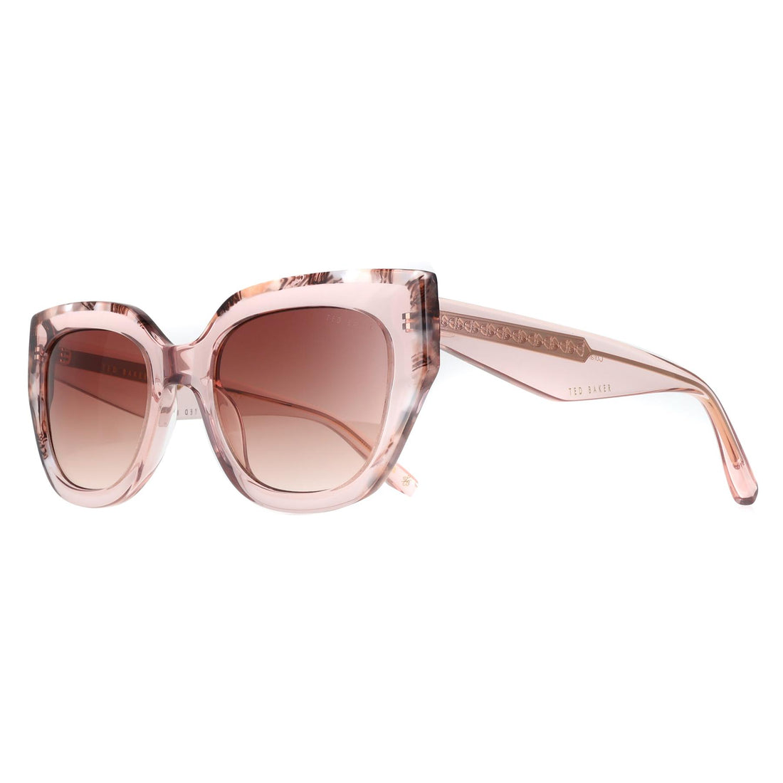 Ted Baker Sunglasses TB1757 Coral 216 Gloss Crystal Pale Pink Brown Gradient