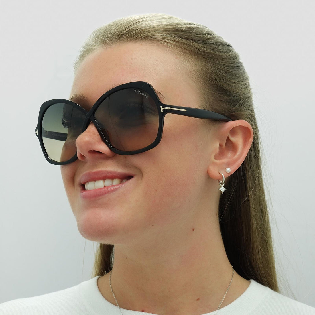 Tom Ford Sunglasses Rosemin FT1013 01B Shiny Black Smoke Gradient