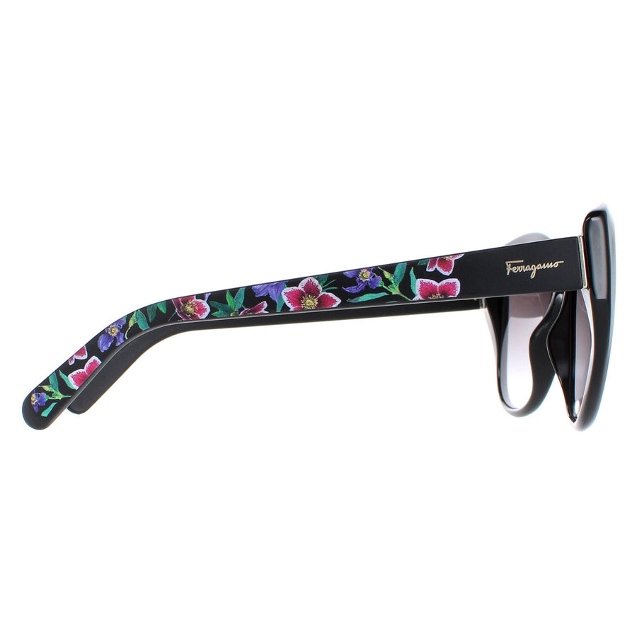 Salvatore Ferragamo Sunglasses SF912S 001 Black with Flower Print Grey Gradient