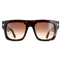 Sunglasses Tom Ford FT 0711 Fausto 52F Shiny Dark Havana / Gradient Brown Lenses