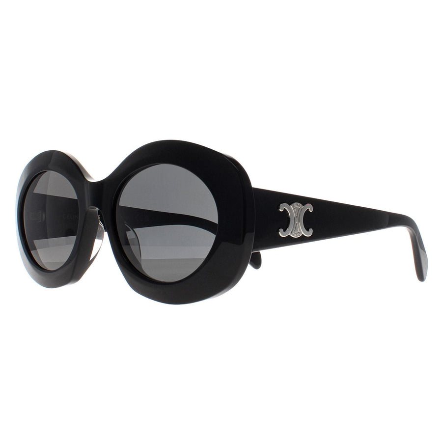 Celine Sunglasses Triomphe CL40292U 01A Shiny Black Smoke Grey