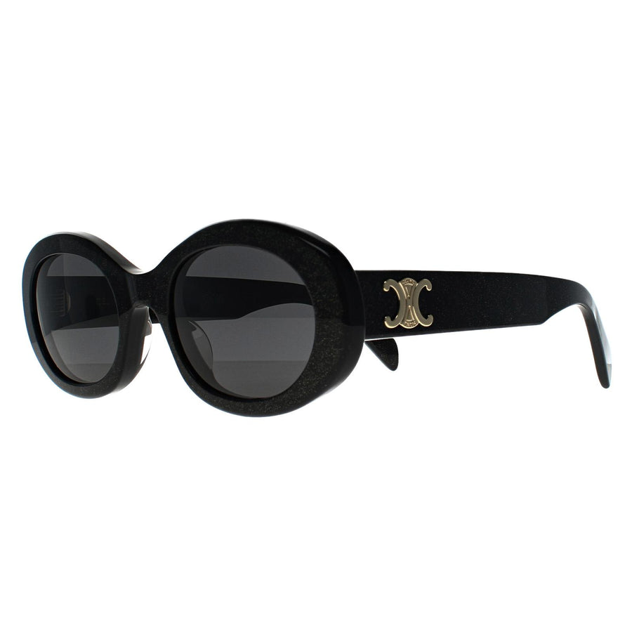 Celine Sunglasses CL40194U Triomphe 03A Sparkly Black with Gold Grey