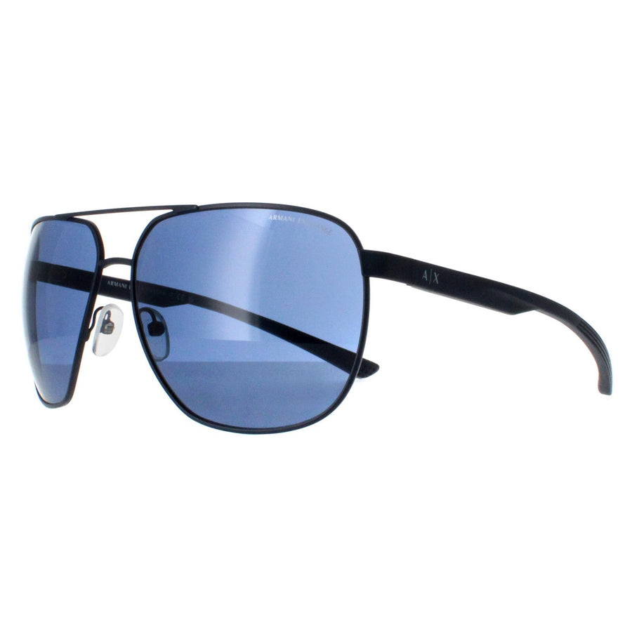Armani Exchange Sunglasses AX2047S 609980 Matte Blue Grey Mirror Silver Polarized