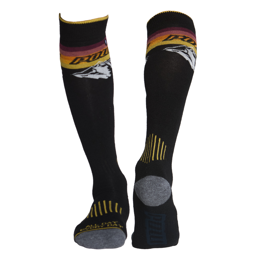 POW Black Baker Unisex Performance Socks - 2 Pack - 1-7