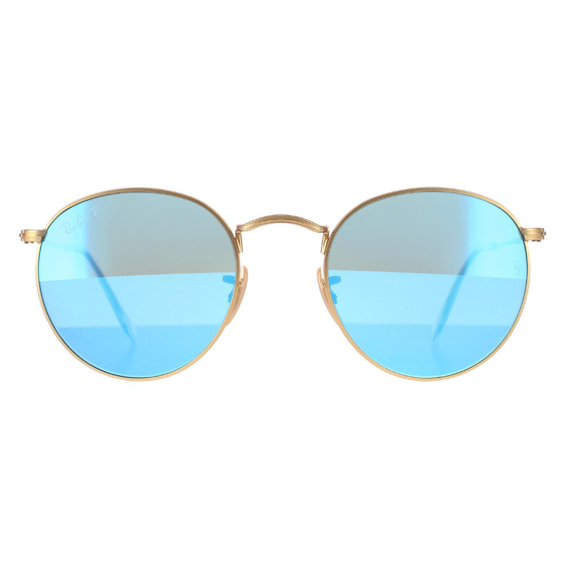 Ray-Ban Round Metal RB3447 Sunglasses Gold / Blue Polarized Flash Mirror 50