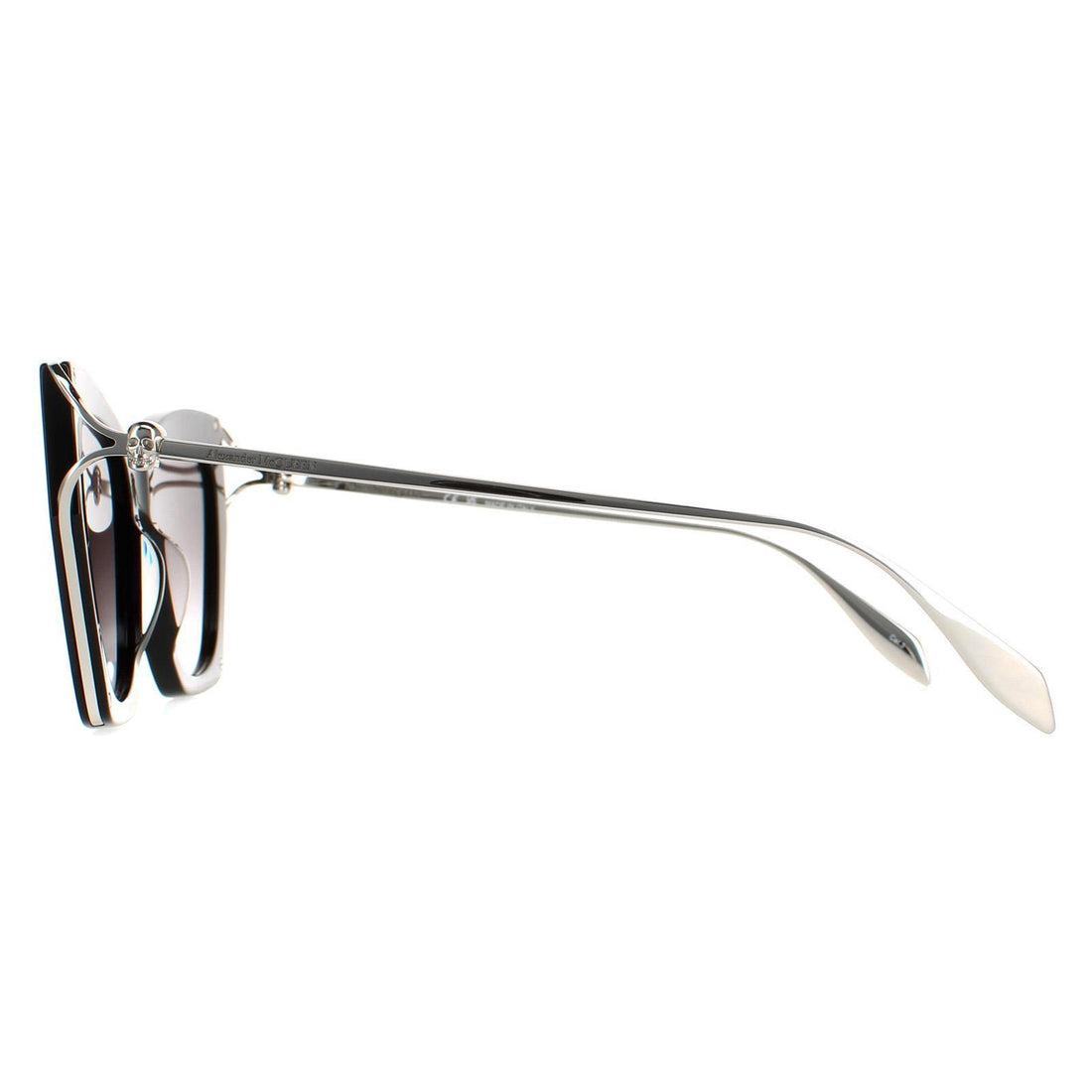 Alexander McQueen Sunglasses AM0375S 001 Black Silver Grey Gradient