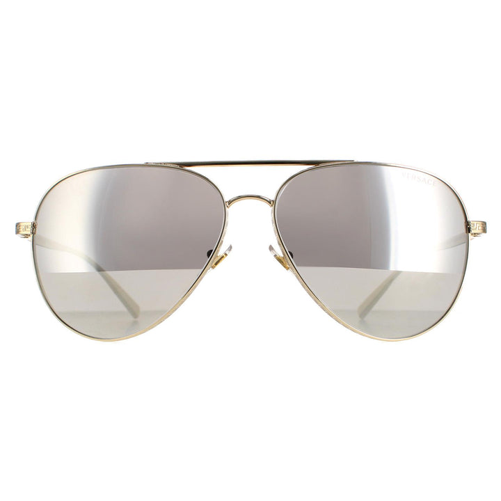 Versace Sunglasses VE2217 12526G Pale Gold Light Gray Silver Mirror
