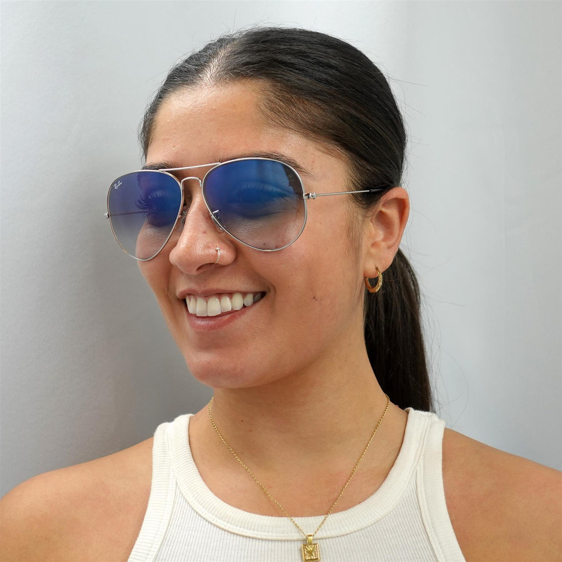 Ray-Ban Sunglasses Aviator 3025 Silver Gradient Light Blue 003/3F 62mm