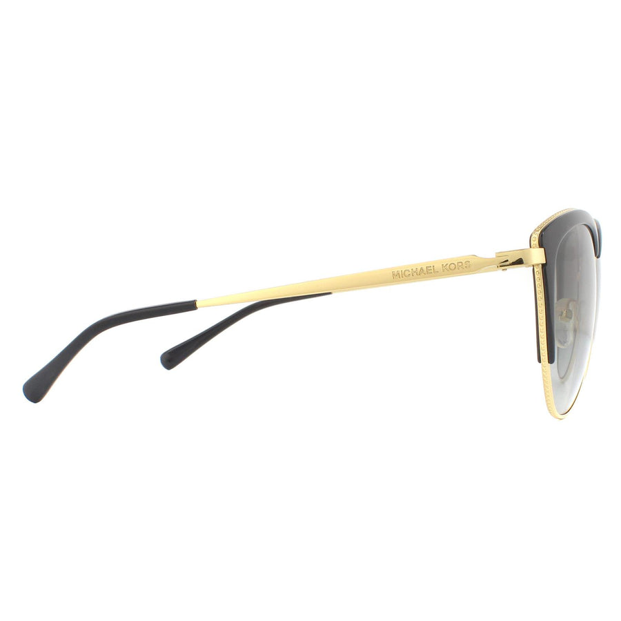 Michael Kors Sunglasses Biscayne MK1046 110011 Light Gold Black Dark Grey Gradient