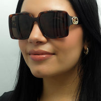 Gucci Sunglasses GG1692S 002 Dark Havana with Gold Dark Brown