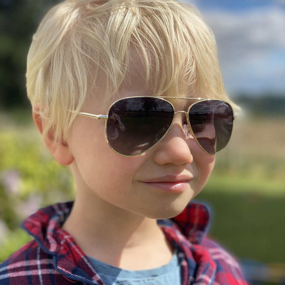 Polaroid Kids Sunglasses 8015/N J5G JY Gold Blue Miror Polarized