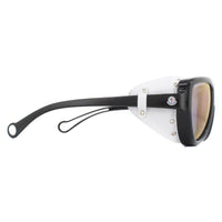 Moncler Sunglasses ML0089 01C Black with White Leather Blue with Violet Mirror
