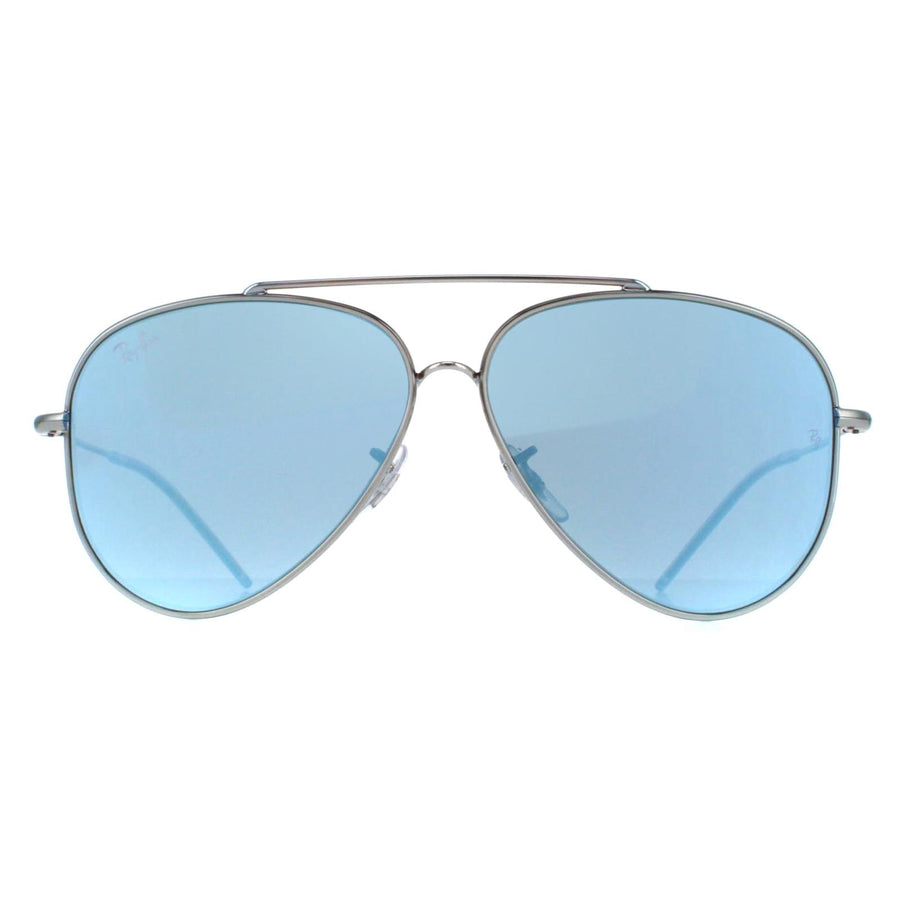 Ray-Ban RB0101S Aviator Reverse Sunglasses Silver Blue Mirror