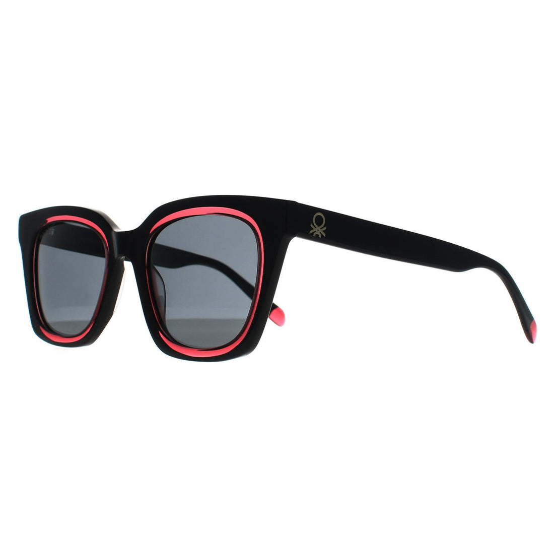 Benetton Sunglasses BE5086 001 Solid Black Pink Dark Grey