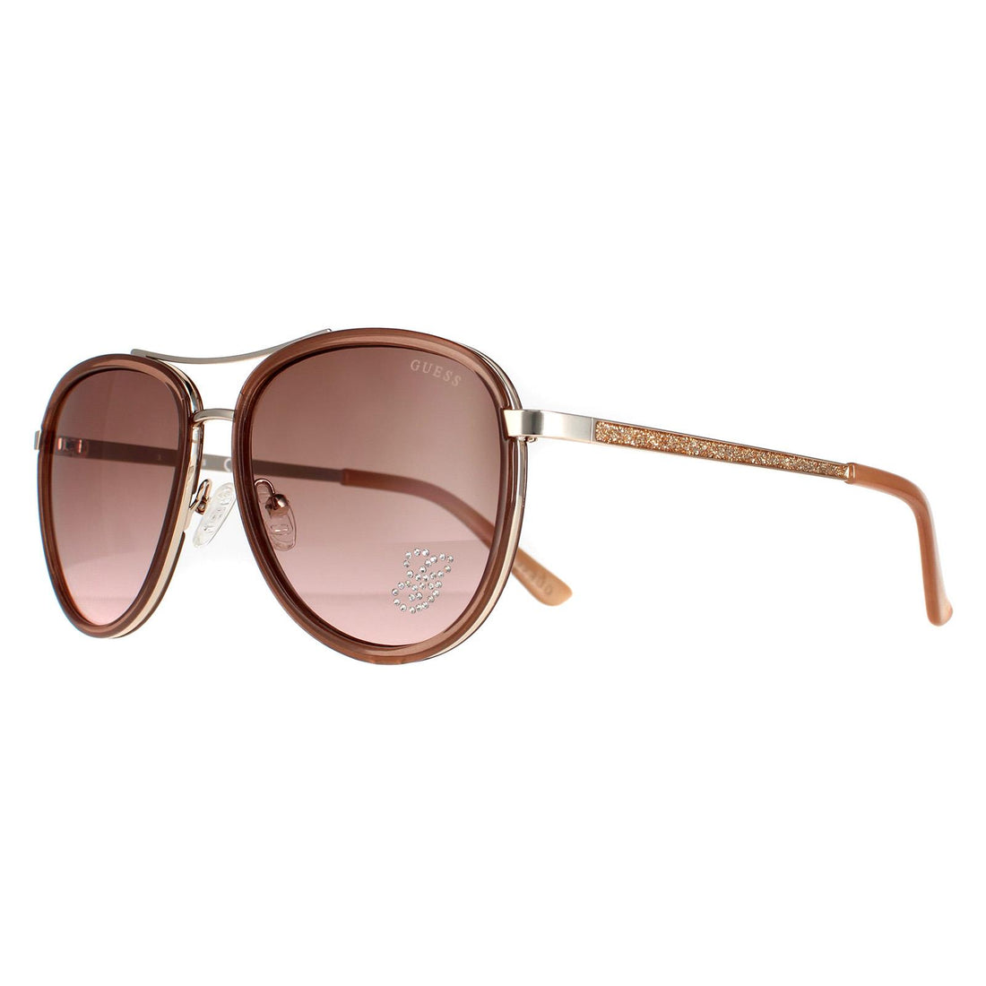 Guess Sunglasses GF6052 28U Shiny Rose Gold Bordeaux Mirror